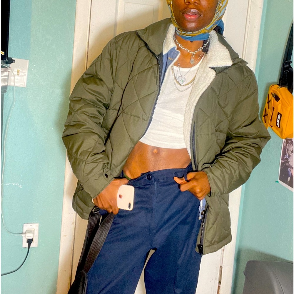 Green old navy puffer jacket